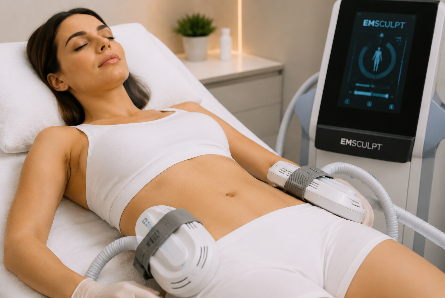 EM Body Sculpt treatment for muscle building and body contouring in New Orleans