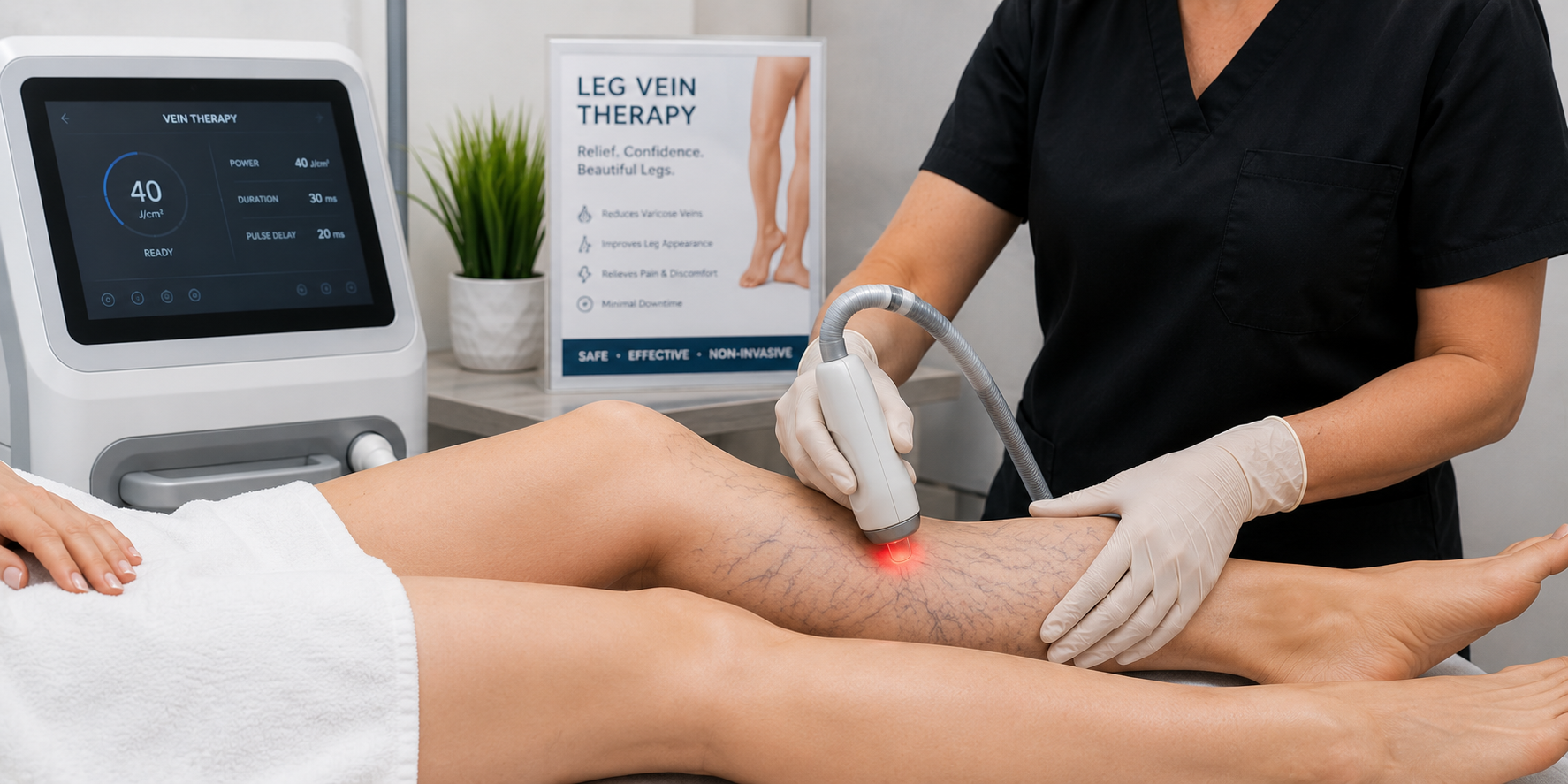 Leg vein therapy treatment for spider veins and visible leg veins in New Orleans