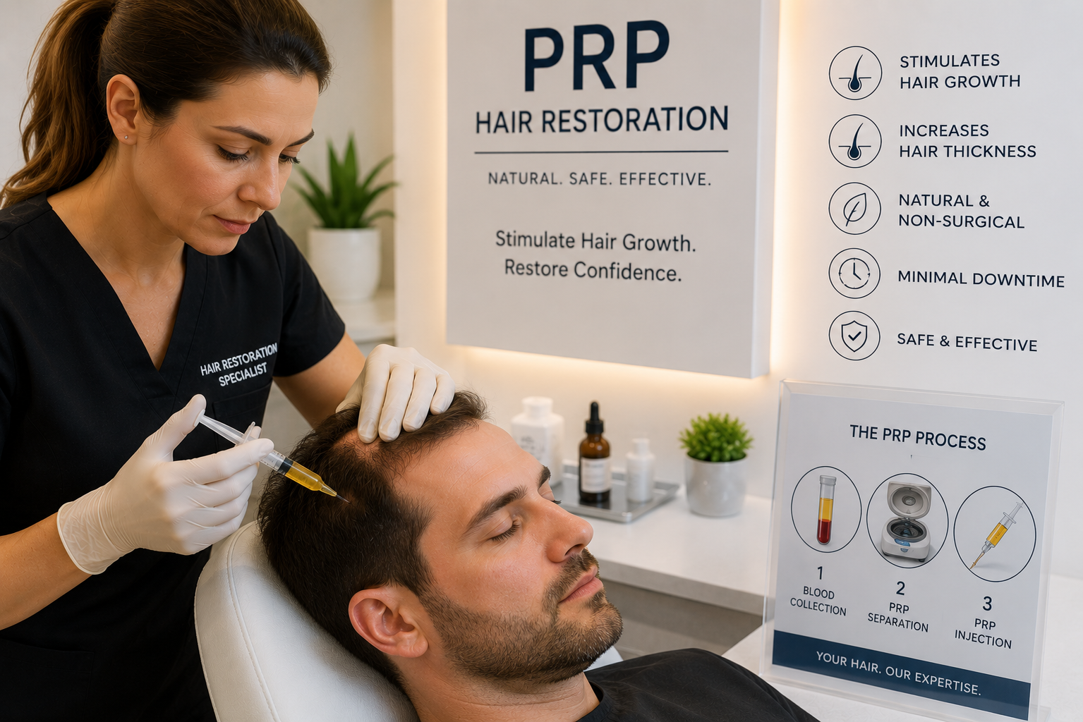 PRP hair restoration treatment for natural hair regrowth in New Orleans