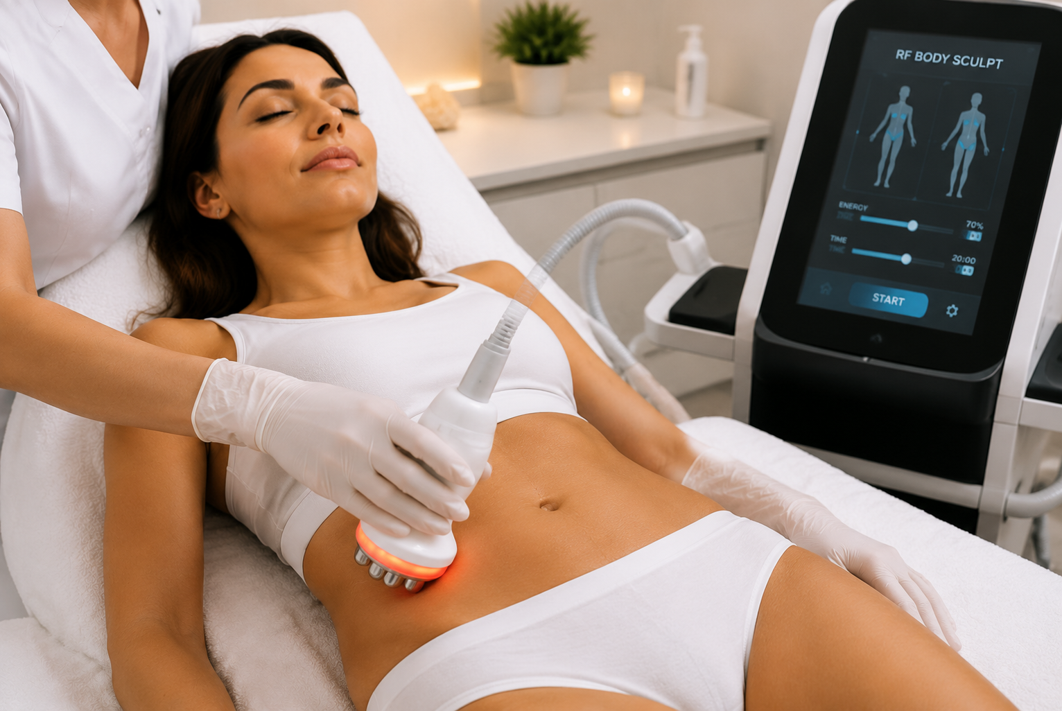 RF Body Sculpting treatment for skin tightening and body contouring in New Orleans