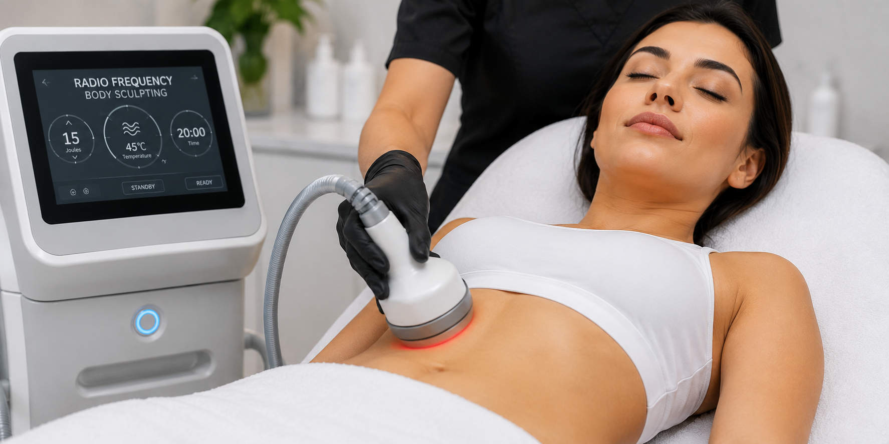 Radio Frequency Body Sculpting treatment for anti-aging skin tightening and body contouring