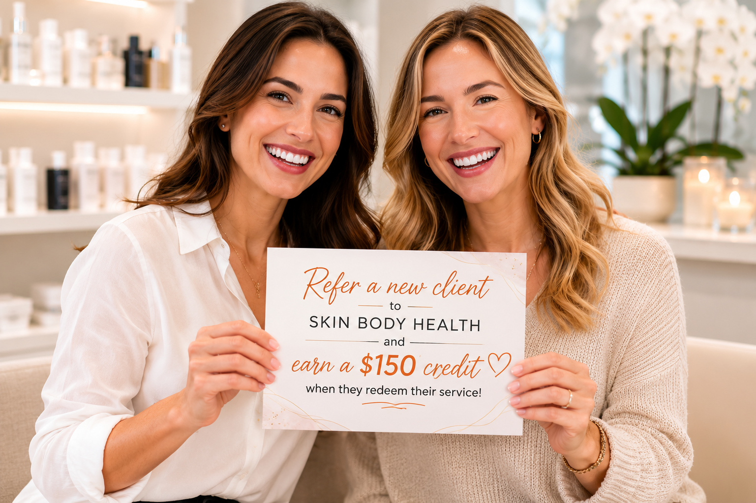 Refer a Friend rewards program at Skin Body Health serving New Orleans and Mandeville